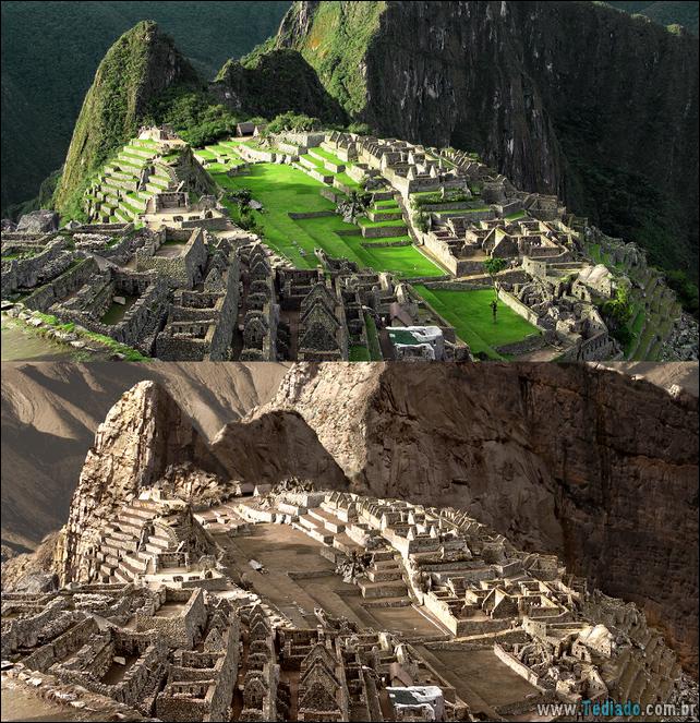 Machu Picchu overview. Lost temple city of incas. Peru