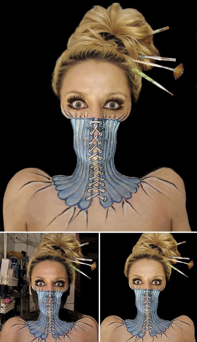 Artista gasta 12 horas para criar essas ilusões torcidas em seu rosto (19 fotos) 17