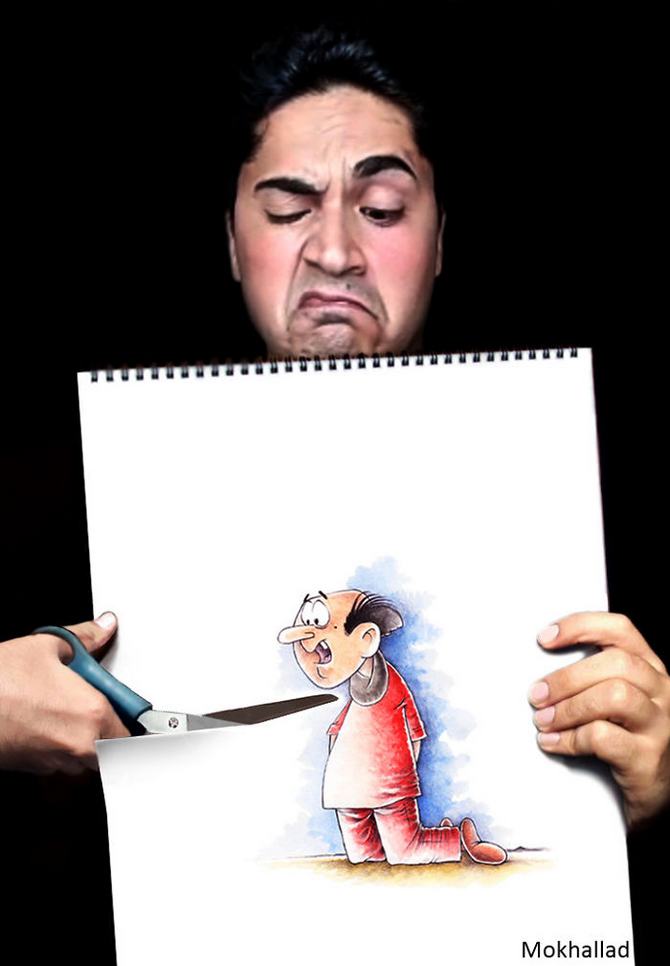 Mokhallad Habib é um farmacêutico que combinar desenhos com a vida real para fazer outras pessoas sorrir (20 fotos) 18