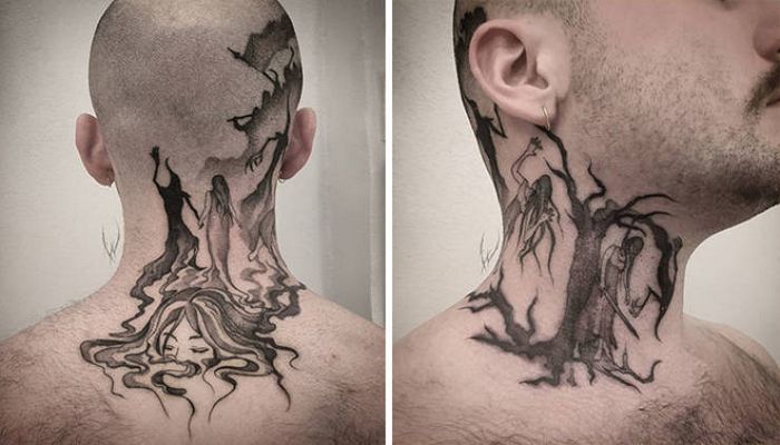 45 idéias inspiradoras de tatuagem para o pescoço e nuca 22