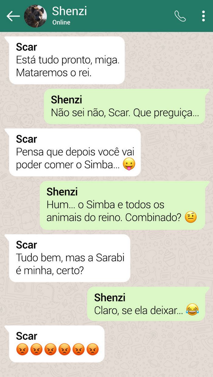 15 conversas dos personagens do Rei Leão pelo WhatsApp 2