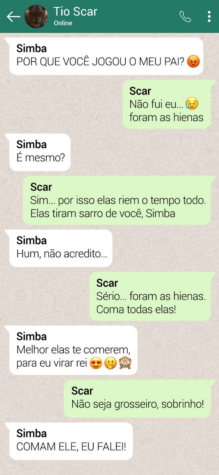 15 conversas dos personagens do Rei Leão pelo WhatsApp 3