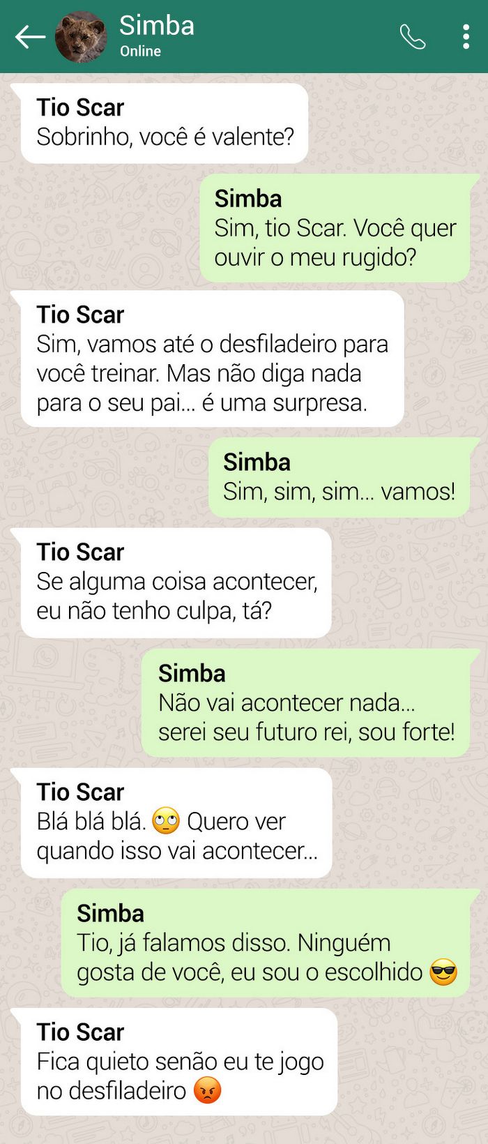 15 conversas dos personagens do Rei Leão pelo WhatsApp 10