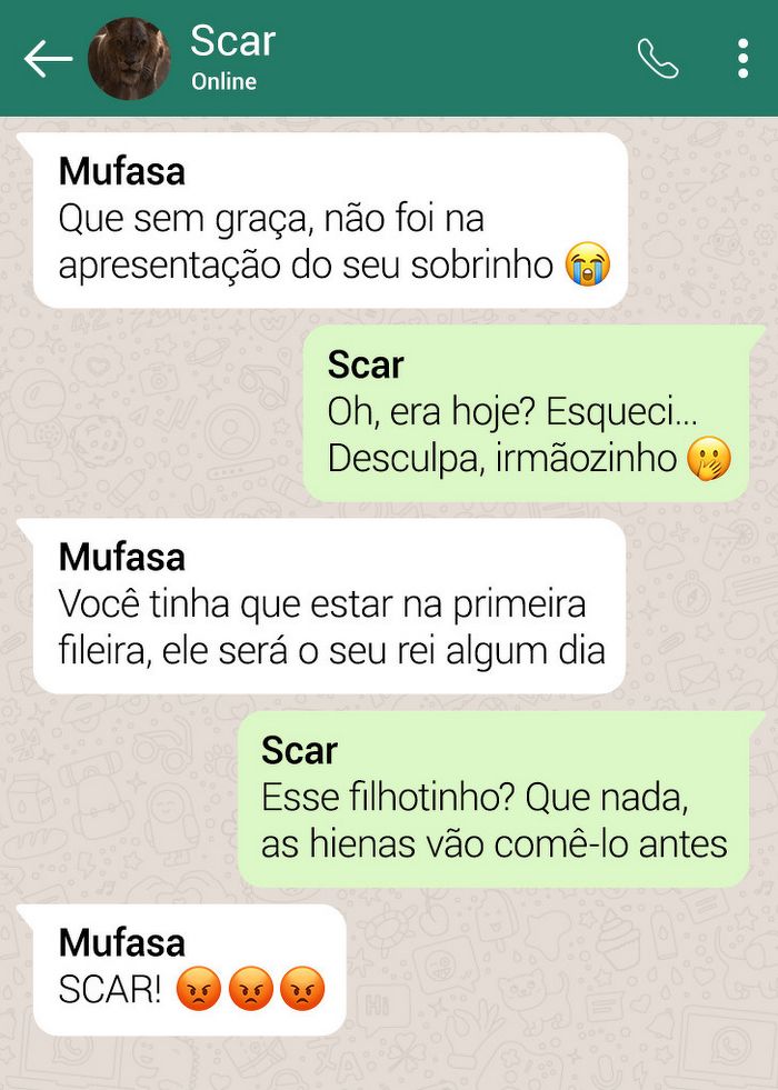 15 conversas dos personagens do Rei Leão pelo WhatsApp 13