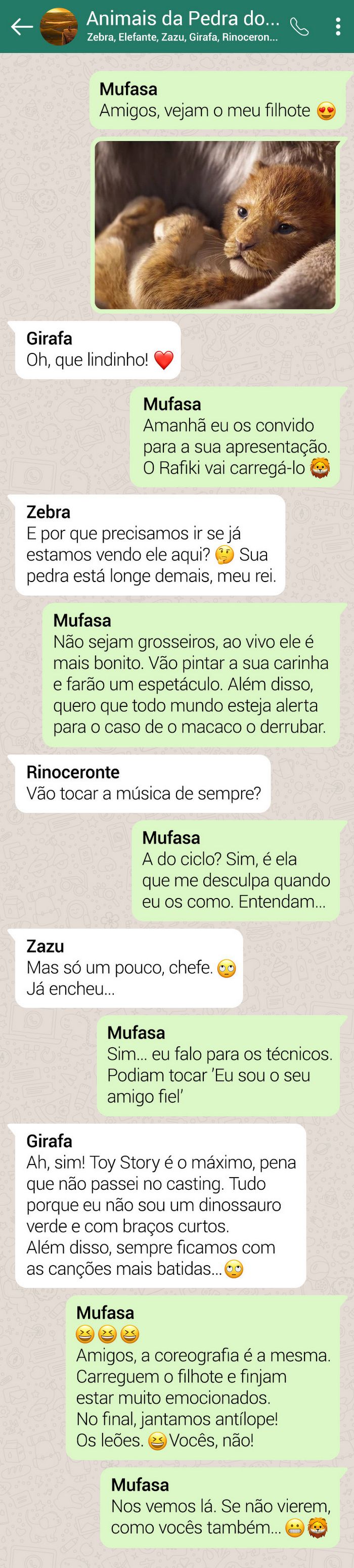 15 conversas dos personagens do Rei Leão pelo WhatsApp 15