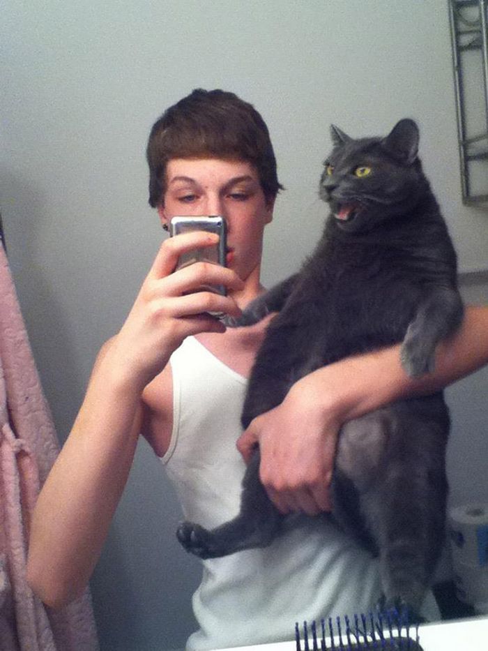 Gatos que odeiam estar em selfies com seus humanos (21 fotos) 21