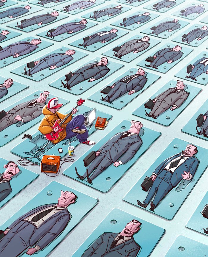 32 ilustrações deste artista que descrevem o lado sombrio da sociedade em que vivemos 15