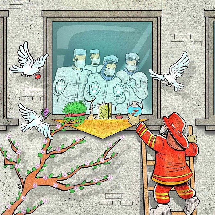 Artista iraniano mostra a dura realidade dos médicos durante surto de coronavírus (29 fotos) 11