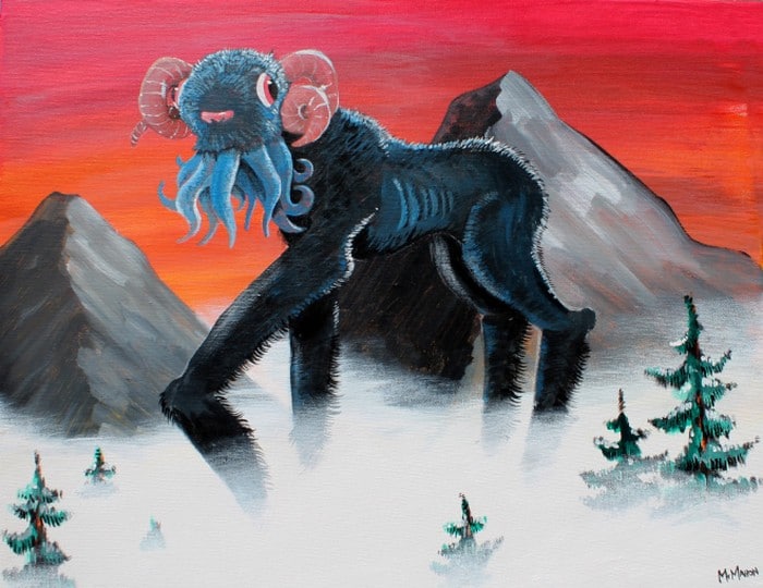 Este artista adiciona monstros às pinturas de brechós, e é hilário (21 fotos) 21