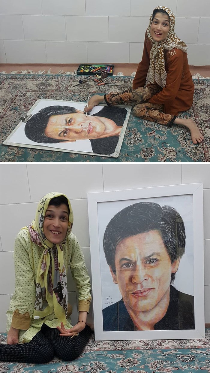 35 retratos incríveis desta artista iraniana com deficiência que usa apenas o Pé 4