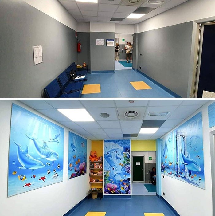 34 fotos de belos murais em hospitais do artista italiano que ajudam crianças e adultos 2