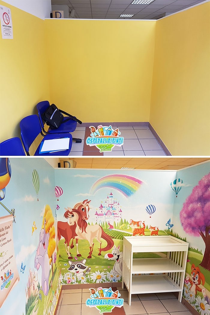 34 fotos de belos murais em hospitais do artista italiano que ajudam crianças e adultos 3