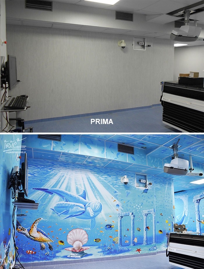 34 fotos de belos murais em hospitais do artista italiano que ajudam crianças e adultos 4