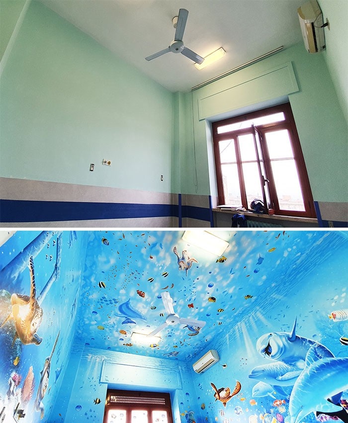 34 fotos de belos murais em hospitais do artista italiano que ajudam crianças e adultos 8