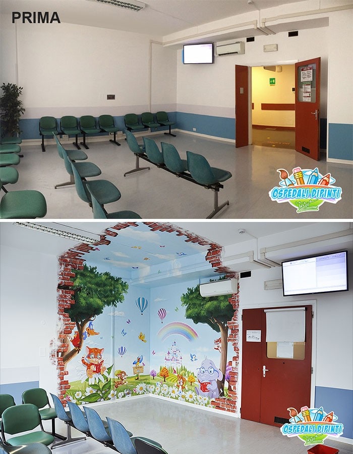 34 fotos de belos murais em hospitais do artista italiano que ajudam crianças e adultos 20