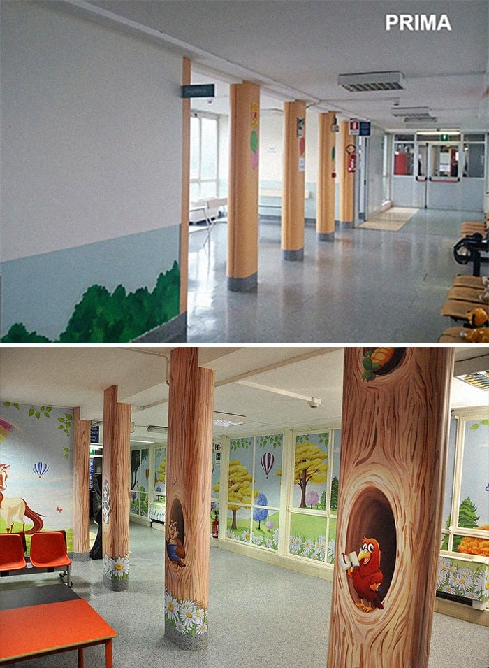 34 fotos de belos murais em hospitais do artista italiano que ajudam crianças e adultos 22