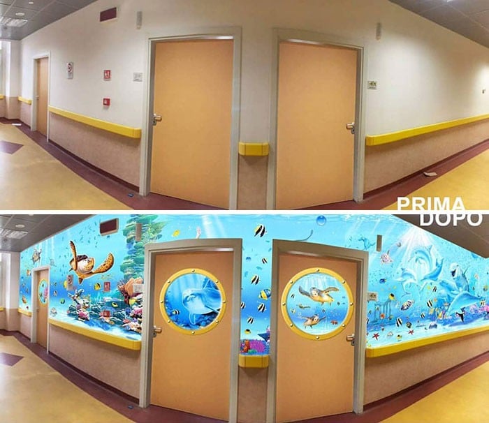 34 fotos de belos murais em hospitais do artista italiano que ajudam crianças e adultos 24