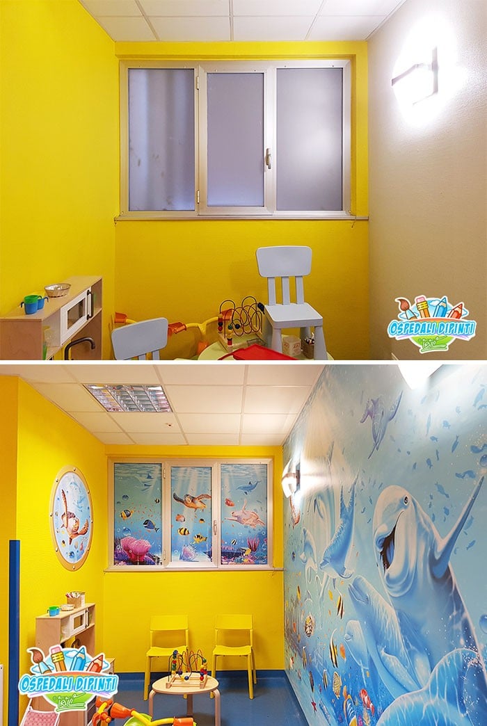 34 fotos de belos murais em hospitais do artista italiano que ajudam crianças e adultos 28