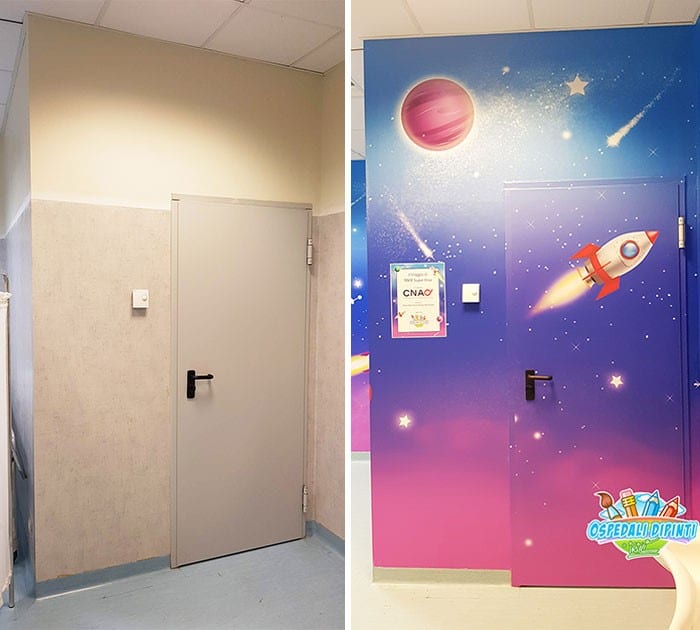 34 fotos de belos murais em hospitais do artista italiano que ajudam crianças e adultos 30