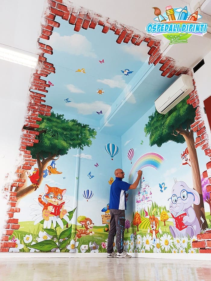 34 fotos de belos murais em hospitais do artista italiano que ajudam crianças e adultos 33