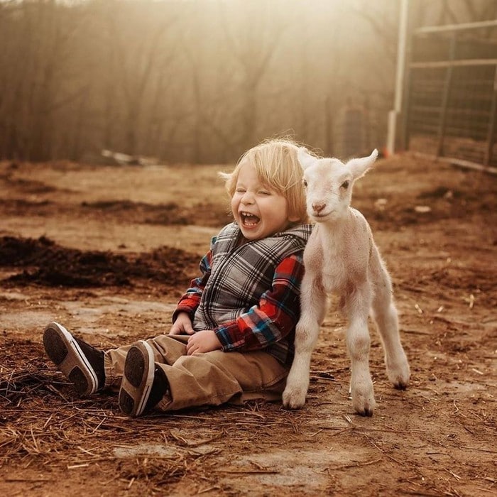 32 momentos mais inocentes da crianças com animais 28