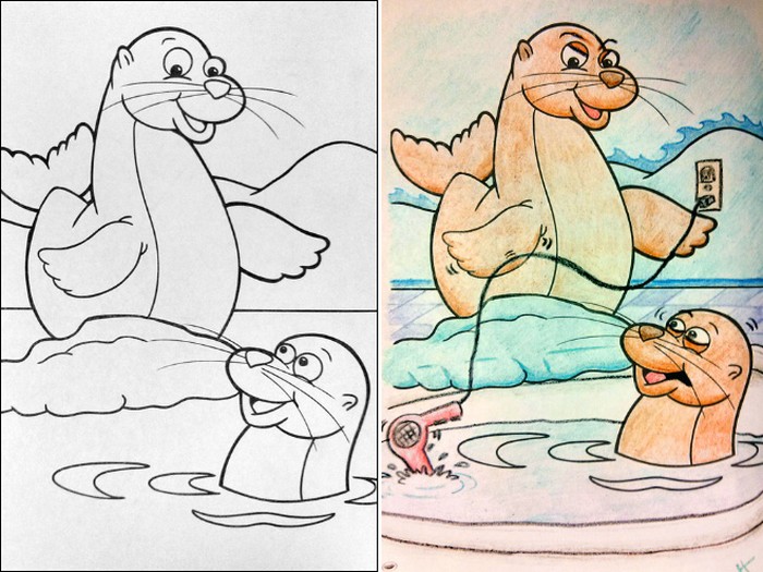 O que acontece quando adultos resolvem colorir livro de crianças (27 fotos) 21