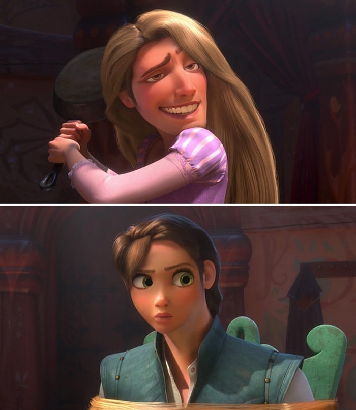 O que acontece quando você trocar os rostos de personagens de desenhos da Disney (23 fotos) 2