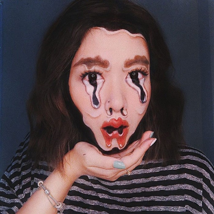 A maquiadora usa seu rosto e corpo como tela para criar ilusões de ótica alucinantes (25 fotos) 7
