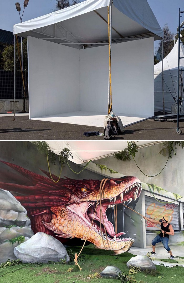 Artista de rua francês pinta grafite de criatura 3D (43 fotos) 6