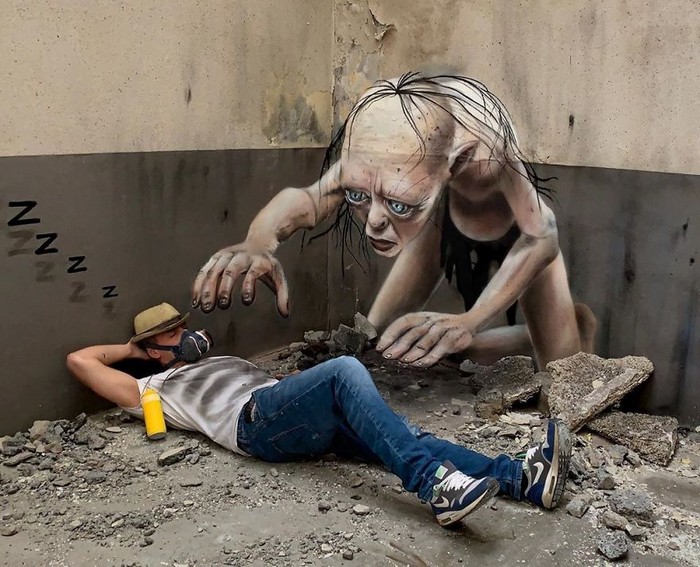 Artista de rua francês pinta grafite de criatura 3D (43 fotos) 34