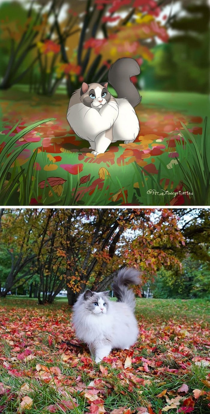 Ilustrador transforma fotos de animais de estimação em criações mágicas no estilo Disney (18 fotos) 18