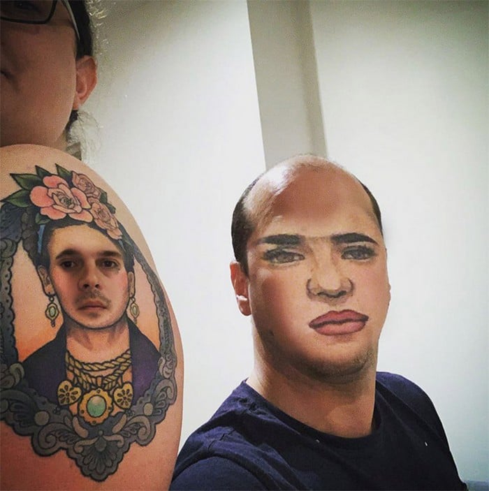 Quando você usa o aplicativo de troca de rosto em sua tatuagem (21 fotos) 2