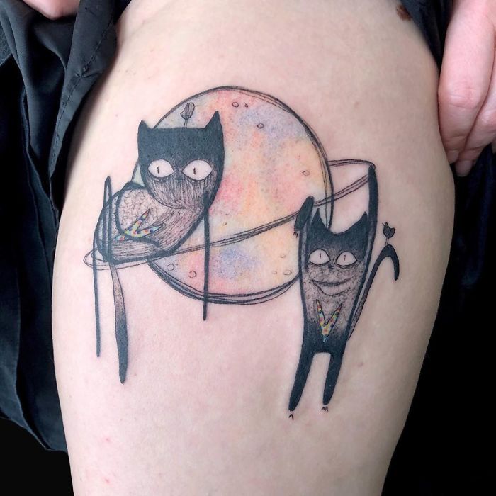 45 pessoas que fizeram tatuagens absolutamente incríveis de gatos 41