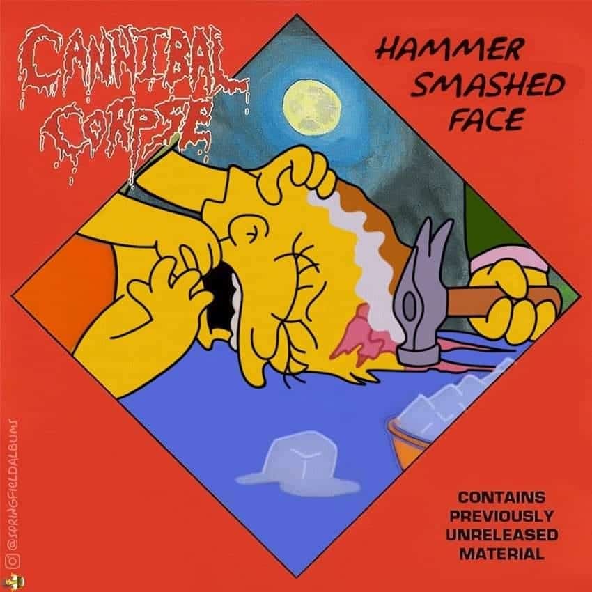Capas de álbuns de metal divertidamente recriadas com personagens dos Simpsons 12