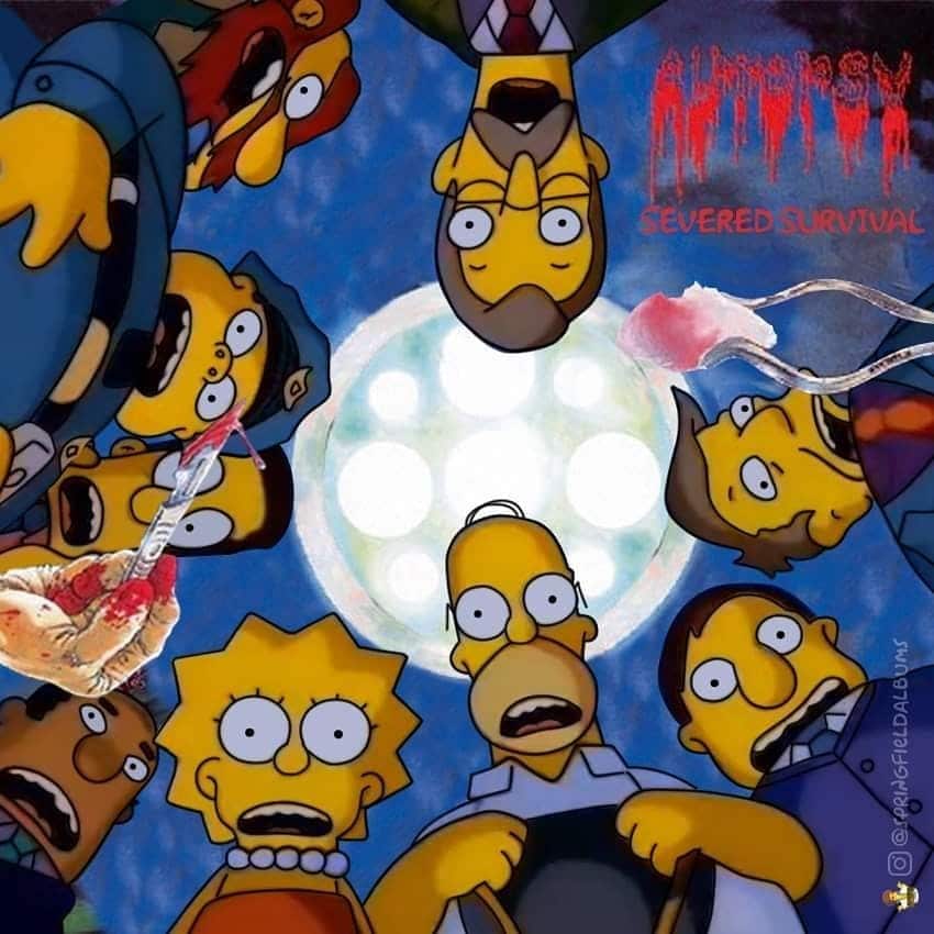 Capas de álbuns de metal divertidamente recriadas com personagens dos Simpsons 26