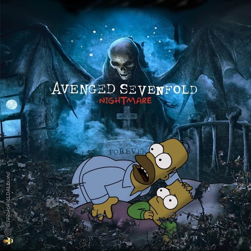 Capas de álbuns de metal divertidamente recriadas com personagens dos Simpsons 32