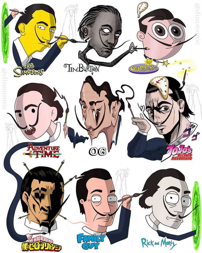 Artista mostra a aparência de vários personagens em diferentes universos de desenhos animados 9