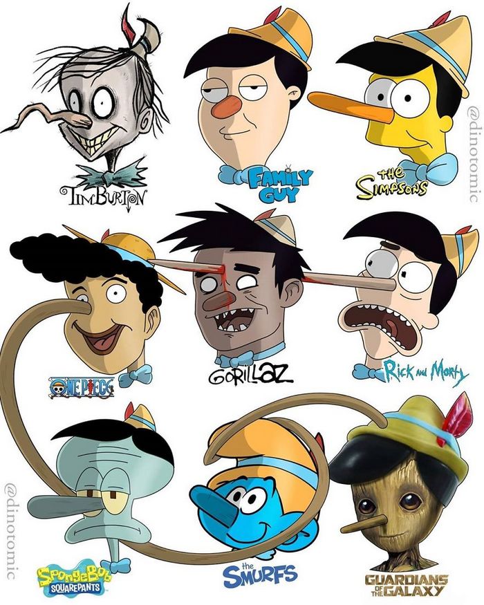 Artista mostra a aparência de vários personagens em diferentes universos de desenhos animados 21