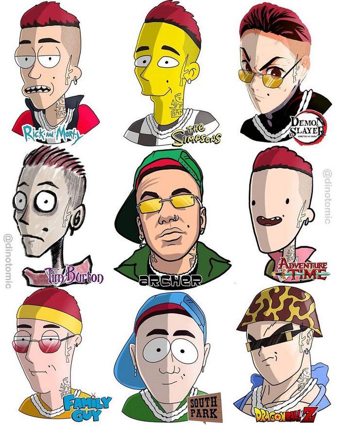 Artista mostra a aparência de vários personagens em diferentes universos de desenhos animados 36