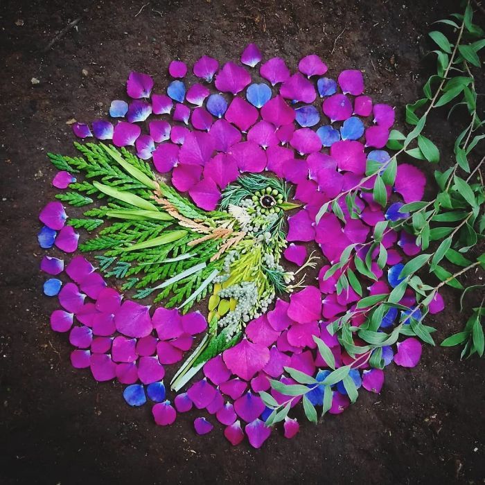 Artista usa coisas que encontra nas florestas para criar lindas mandalas de pássaros 15