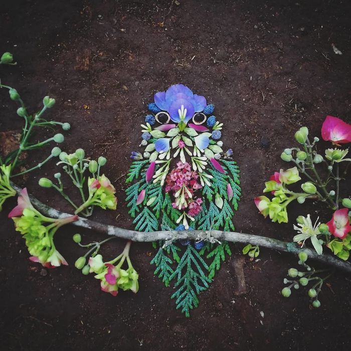Artista usa coisas que encontra nas florestas para criar lindas mandalas de pássaros 18