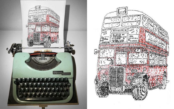 Este artista desenha com uma máquina de escrever 12