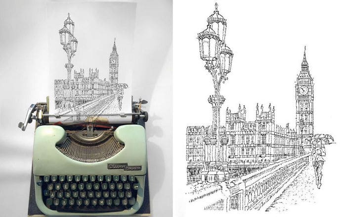 Este artista desenha com uma máquina de escrever 13