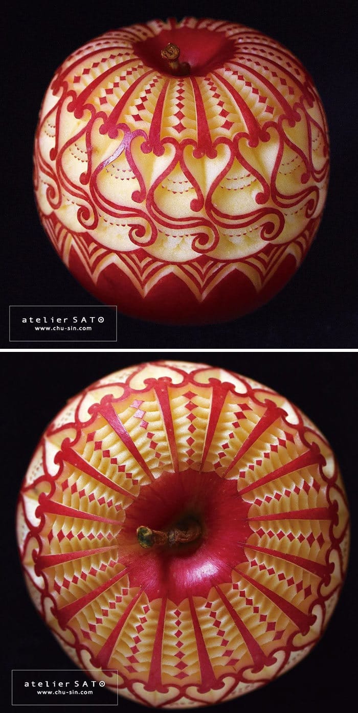 Artista japonês esculpe à mão padrões e ornamentos em comida 5