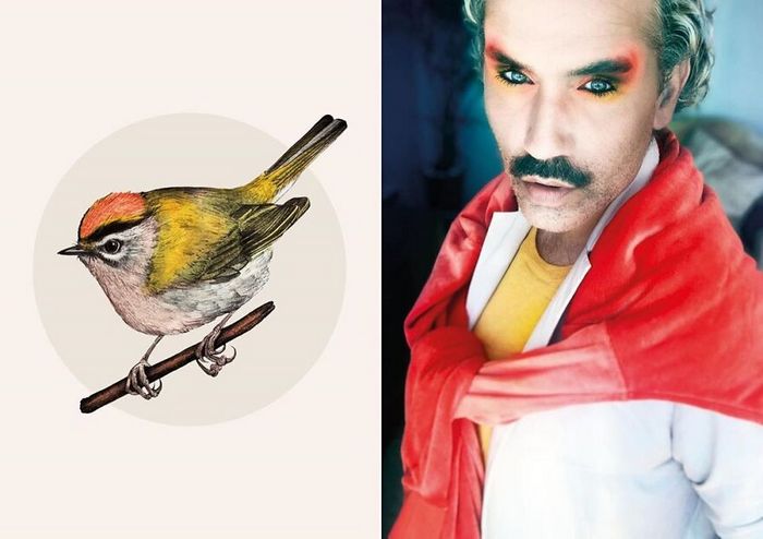 Eu crio estes looks de moda e maquiagem inspirados nos pássaros que desenho 11
