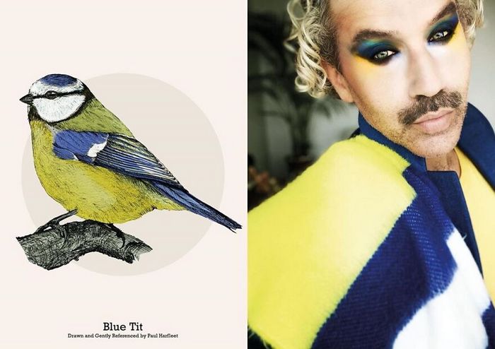 Eu crio estes looks de moda e maquiagem inspirados nos pássaros que desenho 12