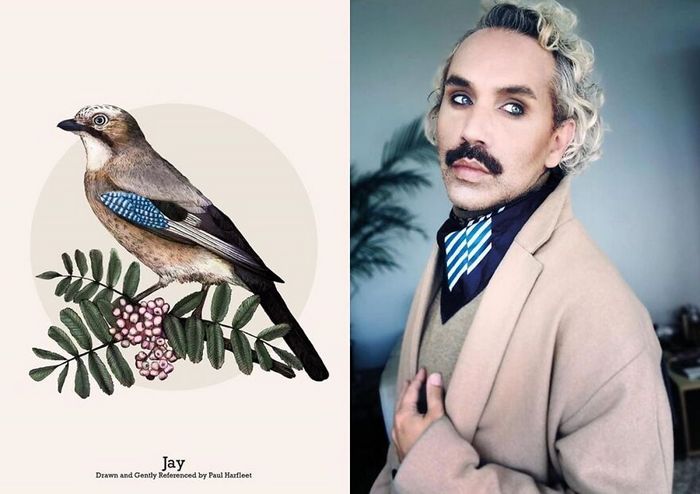 Eu crio estes looks de moda e maquiagem inspirados nos pássaros que desenho 18