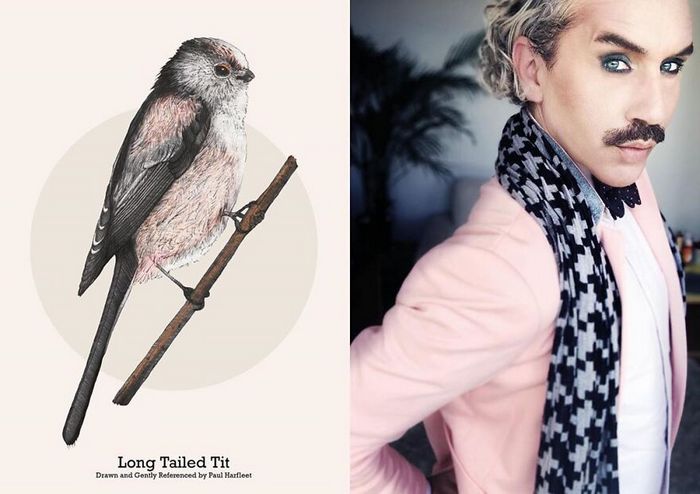 Eu crio estes looks de moda e maquiagem inspirados nos pássaros que desenho 19