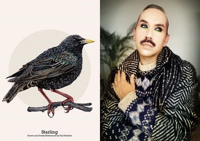 Eu crio estes looks de moda e maquiagem inspirados nos pássaros que desenho 21