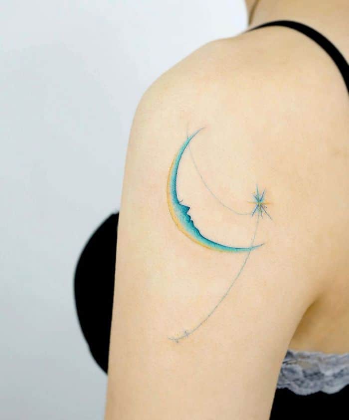 14 ideias de tatuagem de lua em aquarela 5